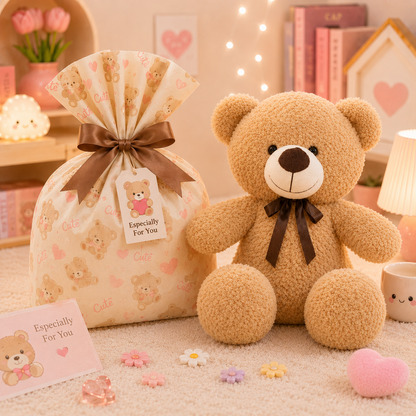 Classic Bow Tie Teddy Bear Plush - with gift bag packaging
