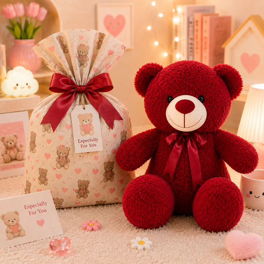 Red Bow Tie Teddy Bear Plush - front view