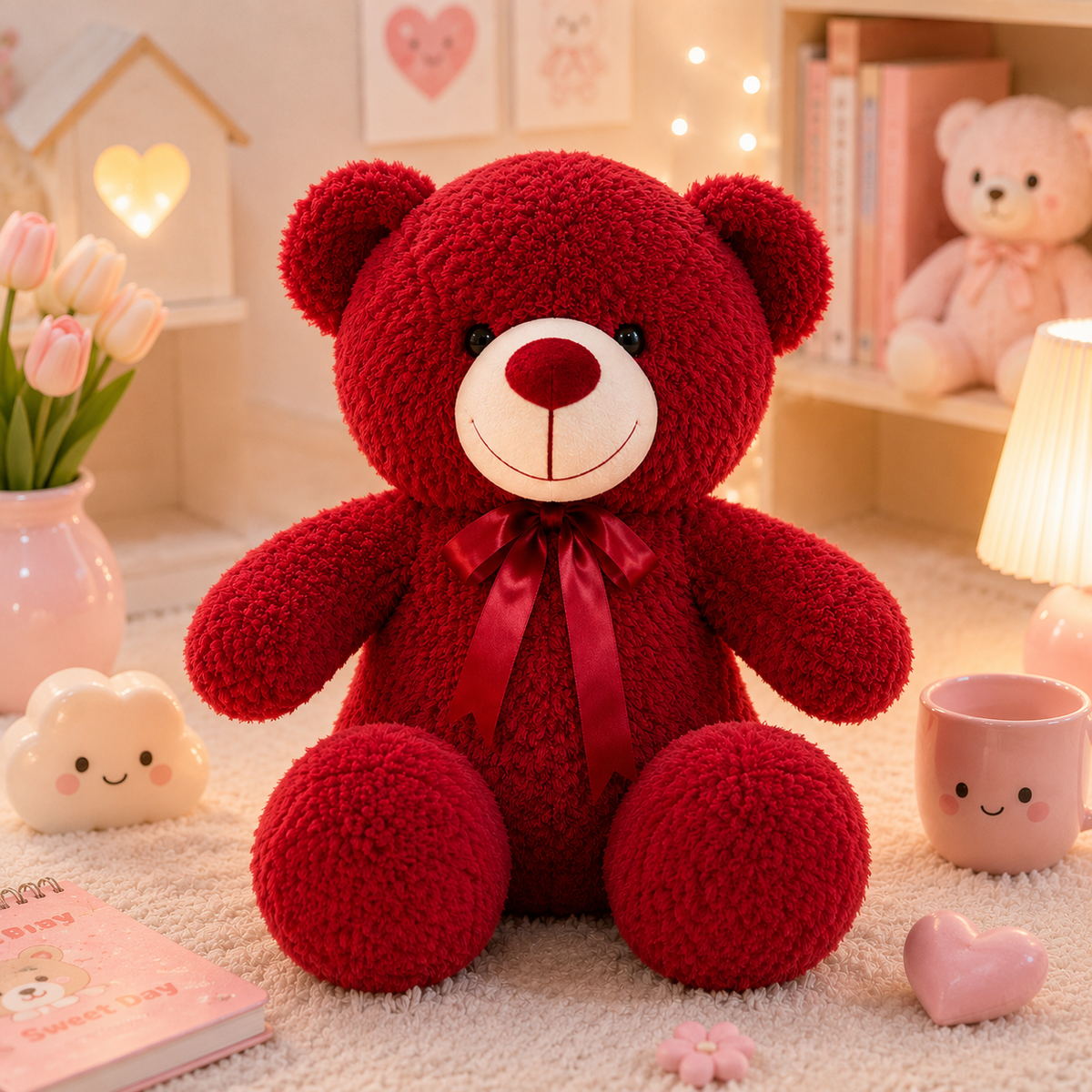 Red Bow Tie Teddy Bear Plush - front view 2