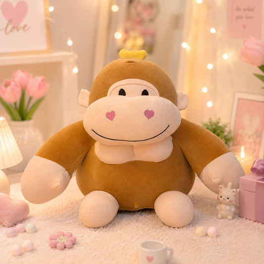 Kawaii Chubby Monkey Plush - front view