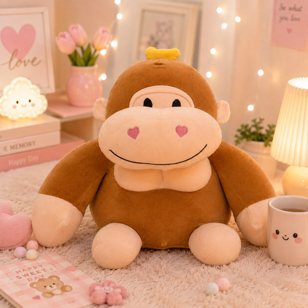 Kawaii Chubby Monkey Plush - front view 2