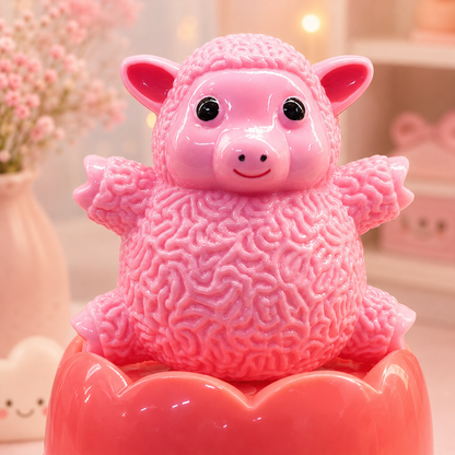 Kawaii Pink Lamb Roly Poly Wobble Toy close-up face