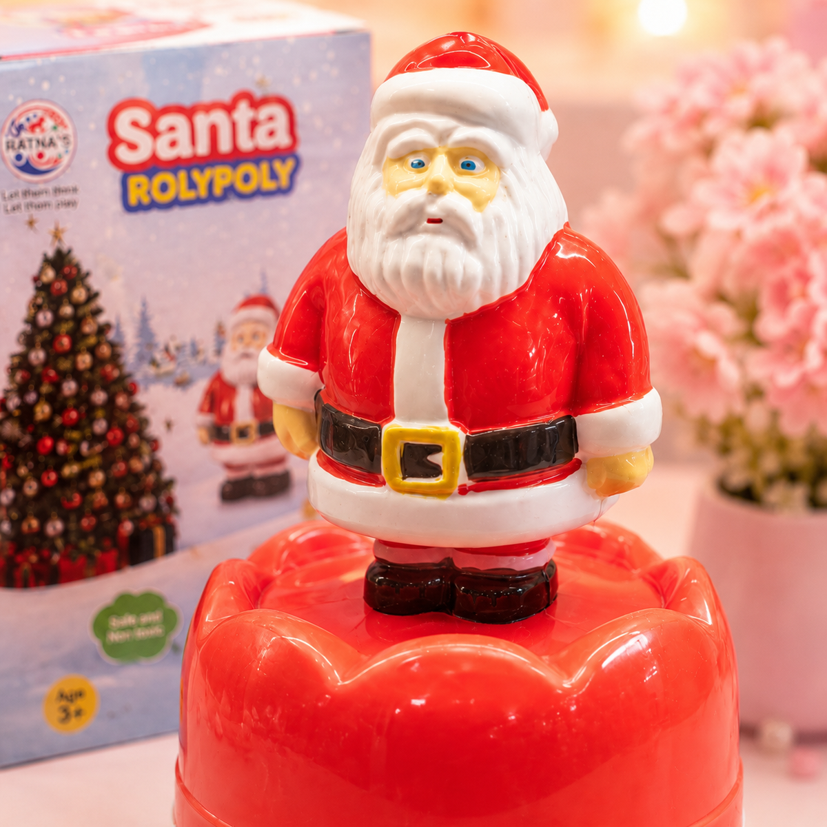 Santa Rolypoly Wobbling Toy close-up face