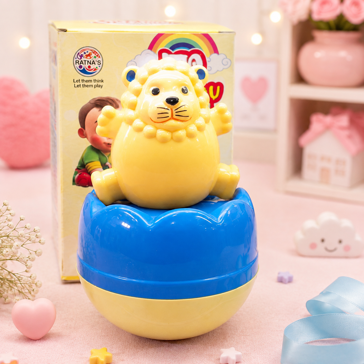 Kawaii Leo Lion Roly Poly Wobble Toy lifestyle scene