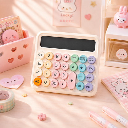 Pastel Round Button Calculator - front flat view