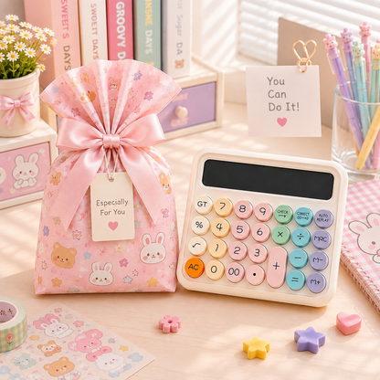 Pastel Round Button Calculator - gift bag packaging scene