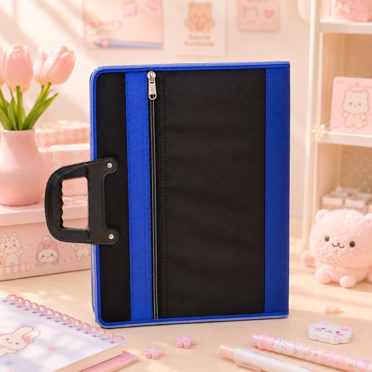 A4 Zippered File Organizer Bag - tulip scene