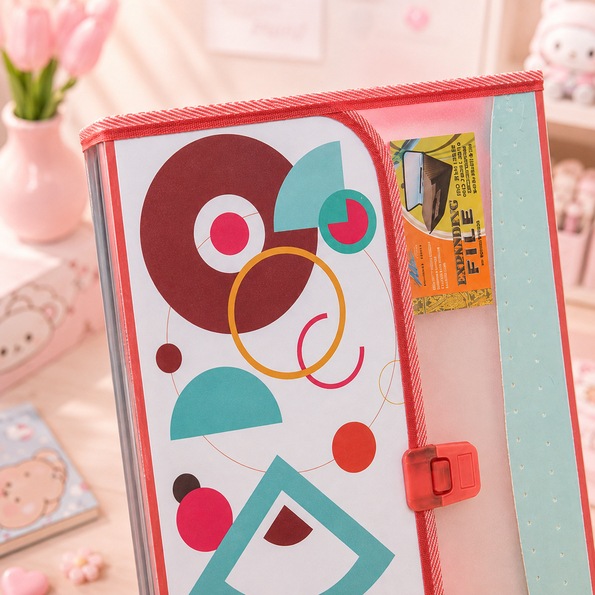Geometric Print Accordion File Organizer - close-up