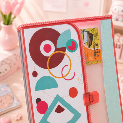 Geometric Print Accordion File Organizer - close-up