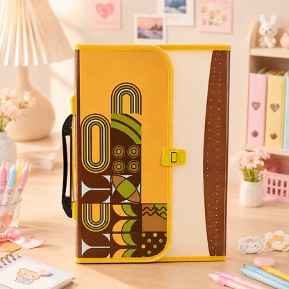 Retro Geometric Accordion File Organizer - front flat view