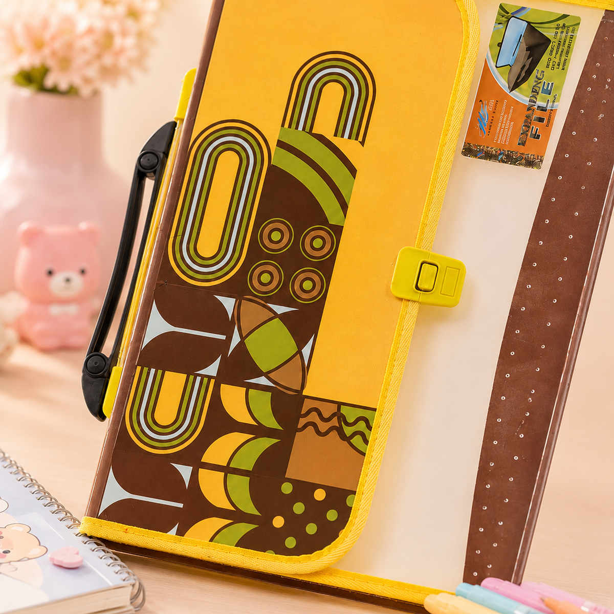 Retro Geometric Accordion File Organizer - close-up detail