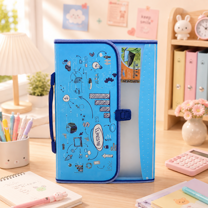 Business Doodle Accordion File Organizer - desk scene