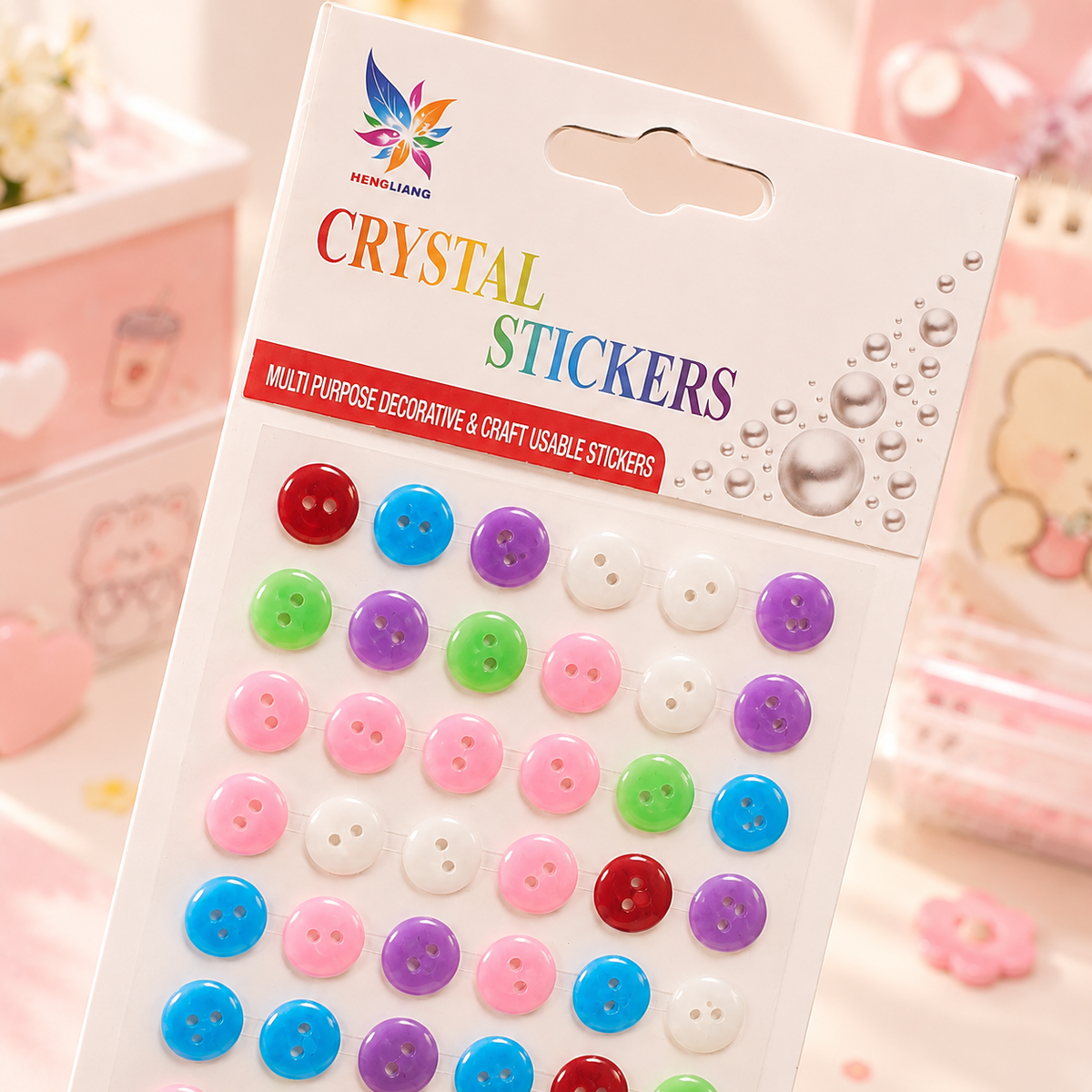 Kawaii Crystal Button Stickers close-up