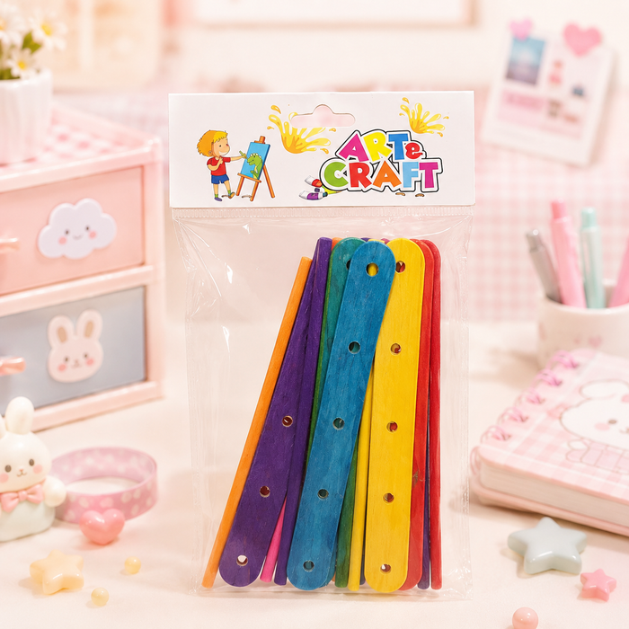 Art e Craft Colourful Wooden Craft Sticks front view
