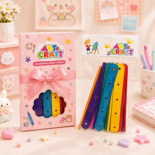 Art e Craft Colourful Wooden Craft Sticks gift packaging