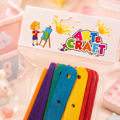 Art e Craft Colourful Wooden Craft Sticks close-up