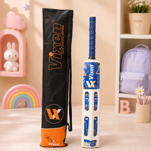 Vixen Scooper Cricket Bat - front view with cover