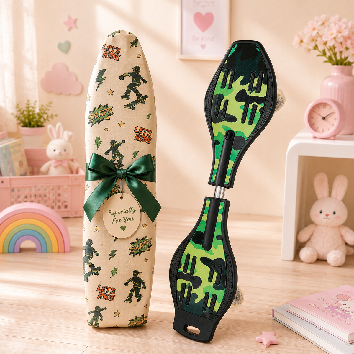 Camo Caster Board - gift wrap packaging scene