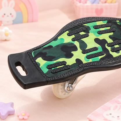 Camo Caster Board - close-up wheel and deck detail