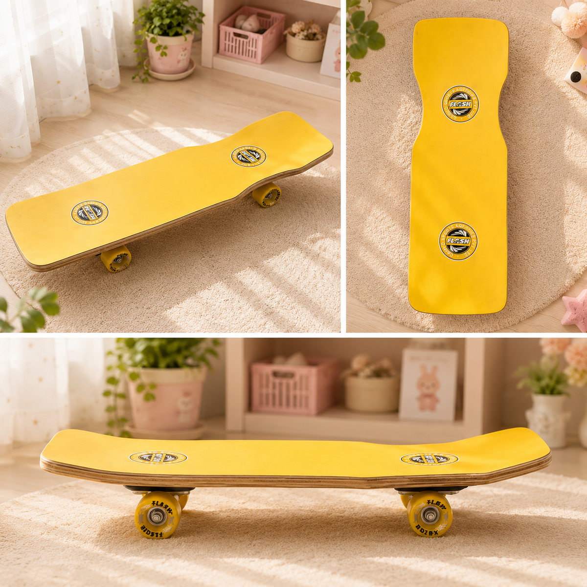 Flash Wooden Fish Skateboard - multi-angle collage