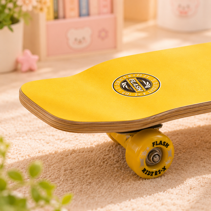 Flash Wooden Fish Skateboard - close-up wheel detail