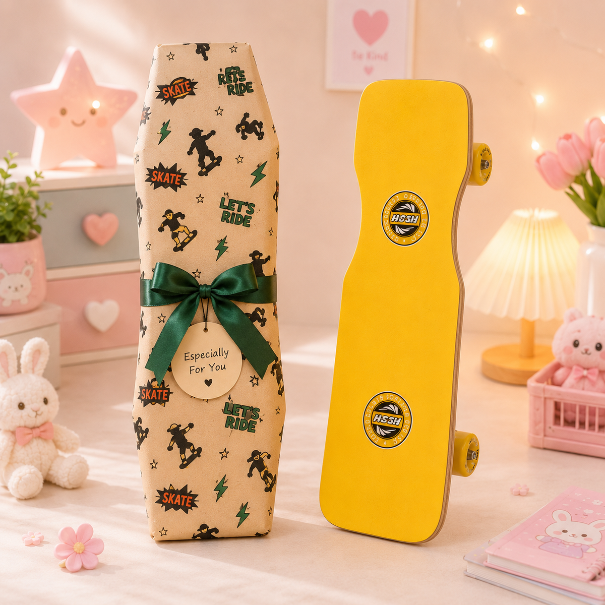 Flash Wooden Fish Skateboard - gift wrap packaging scene