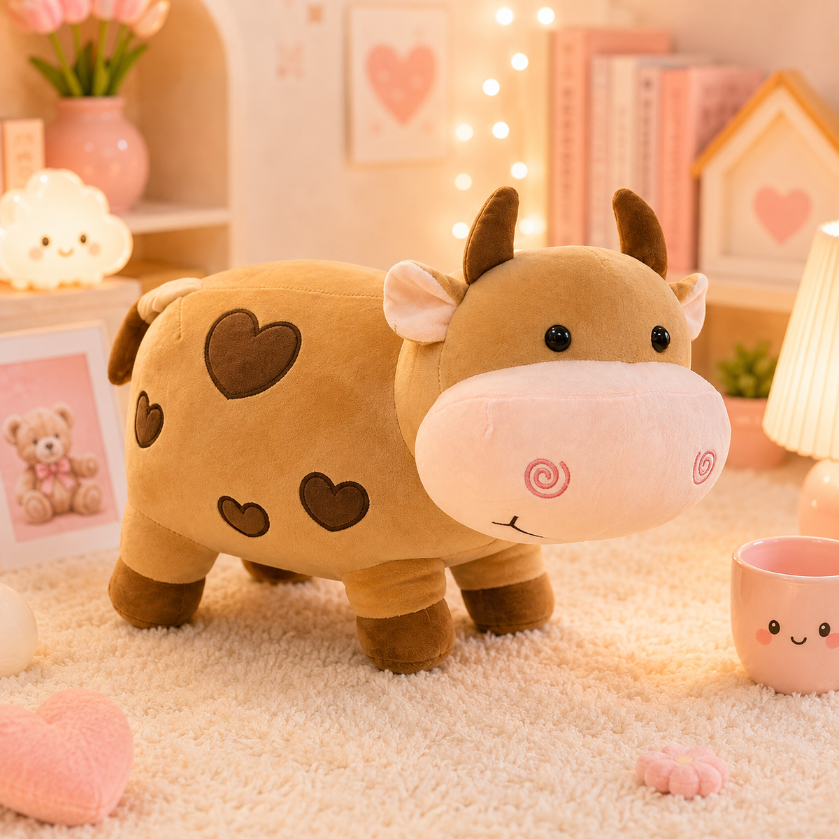 Kawaii Cow Plush Toy - front view