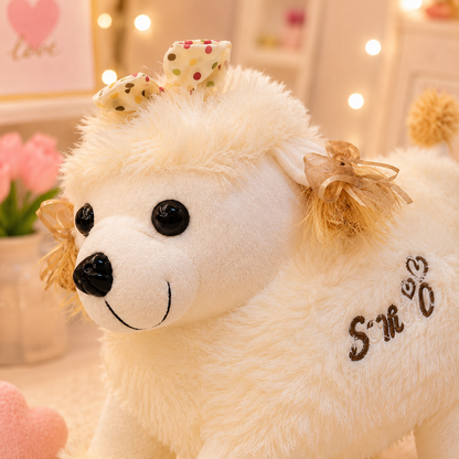 Fluffy Poodle Puppy Plush - close-up face