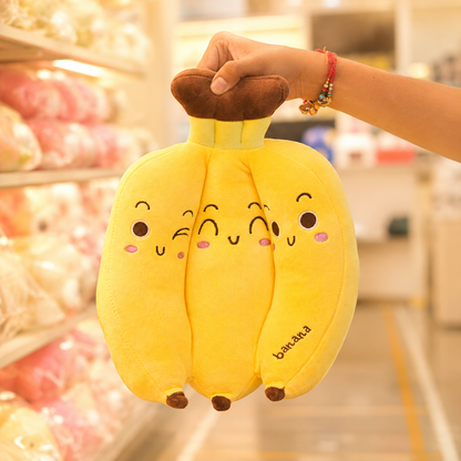 Kawaii Banana Bunch Plush - held in hand scale shot