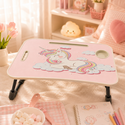 Unicorn Foldable Bed Tray Table - lifestyle bed scene