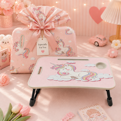 Unicorn Foldable Bed Tray Table - gift bag packaging scene