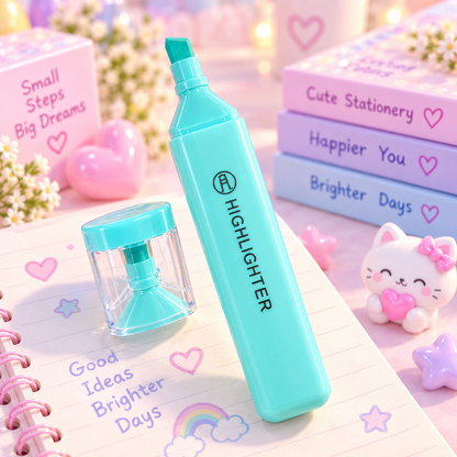 Cute pastel Aimeile highlighter pen close-up