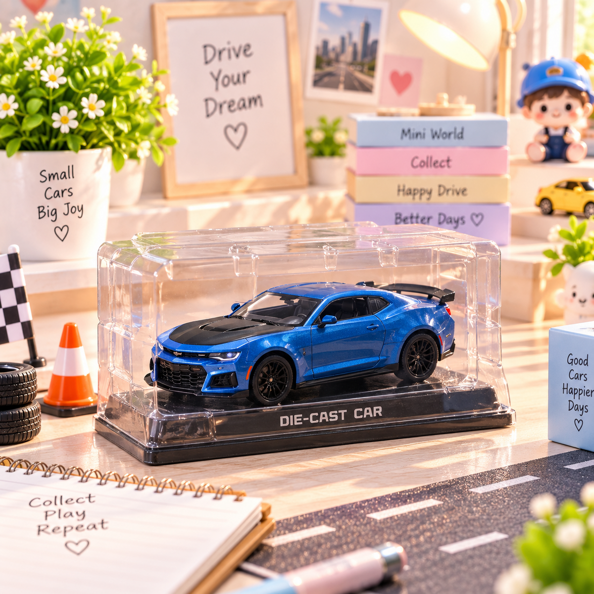 Blue Chevrolet Camaro die-cast car — Premium Gift Packaging