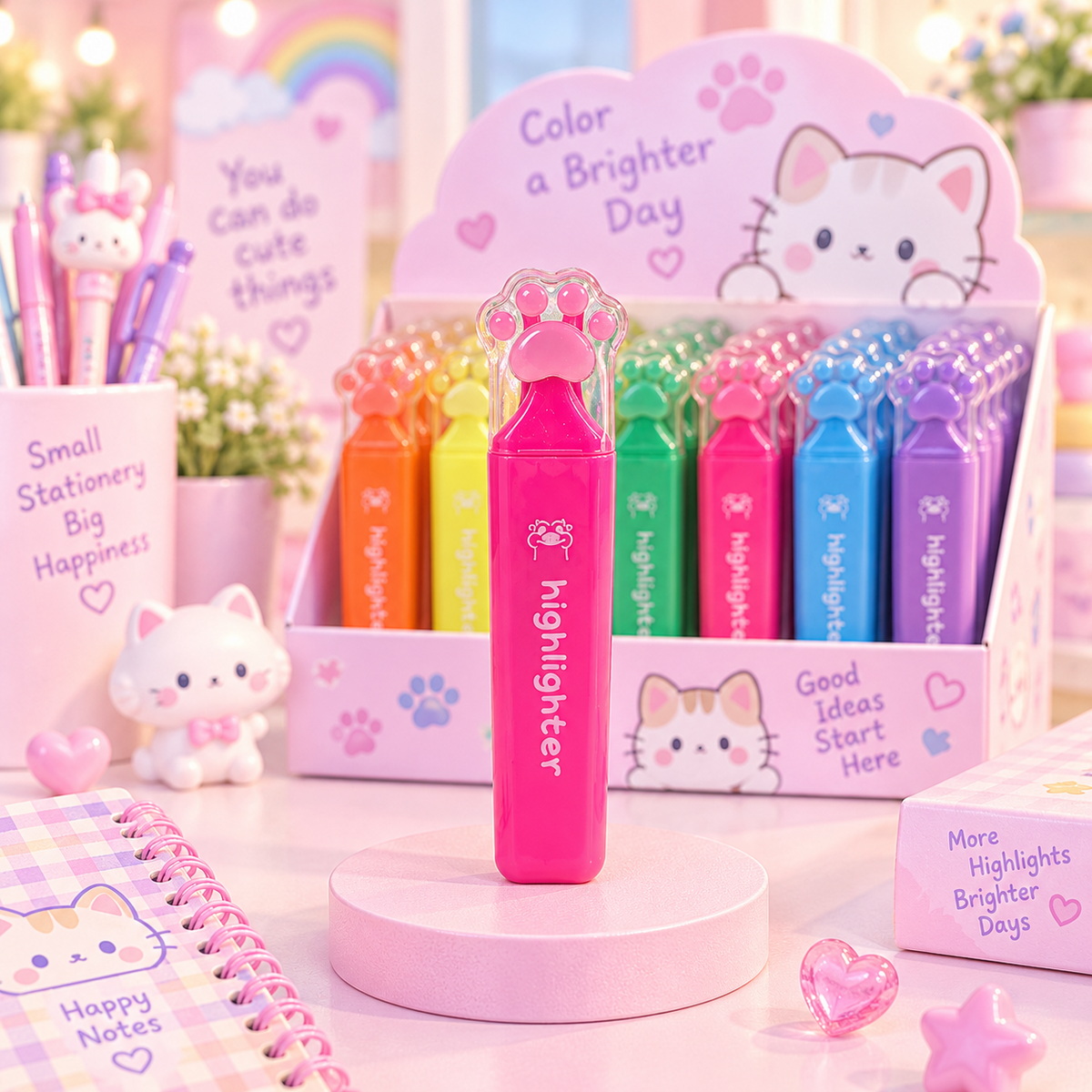 Cute cat paw highlighter pen display image