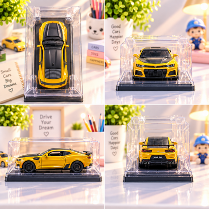 Yellow die-cast sports car detailed multi-angle view