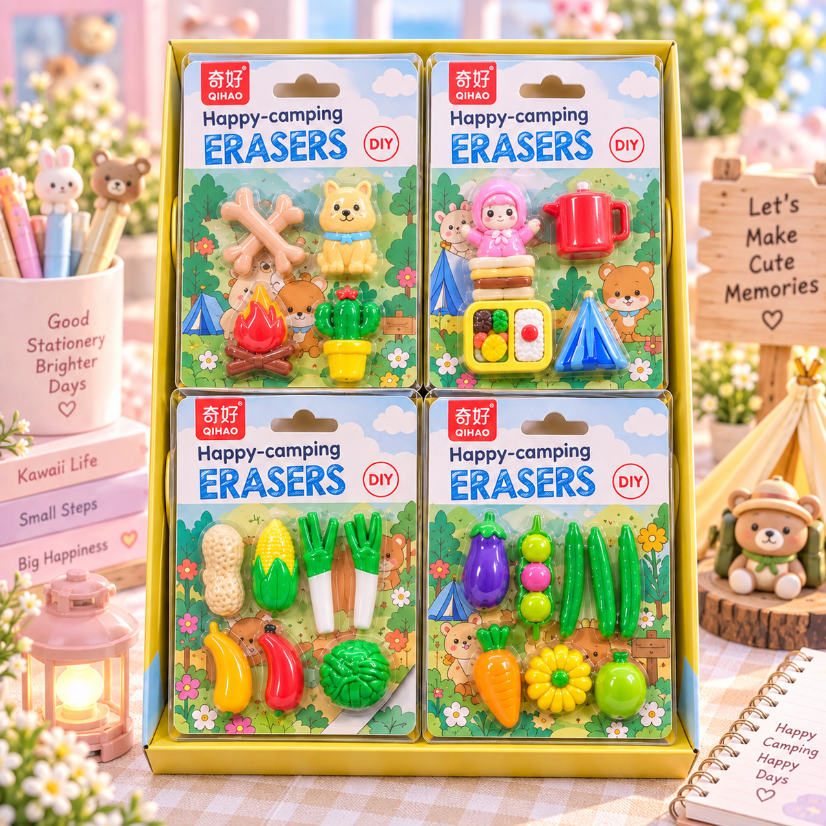 DIY camping erasers full display set for kids