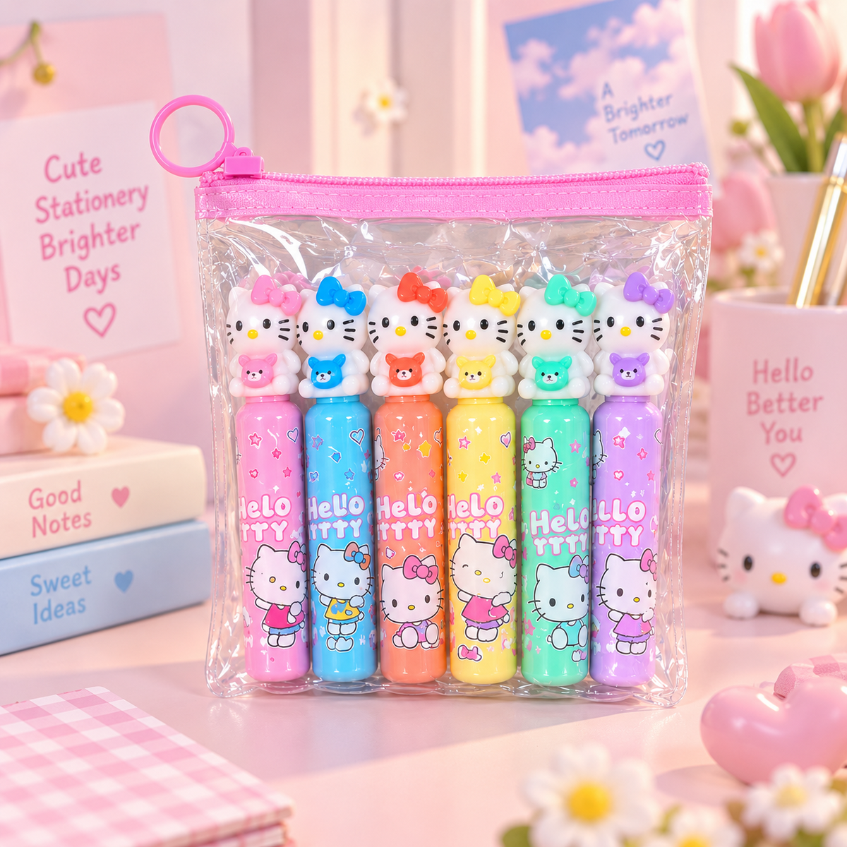 Hello Kitty 6 piece character stationery pen set