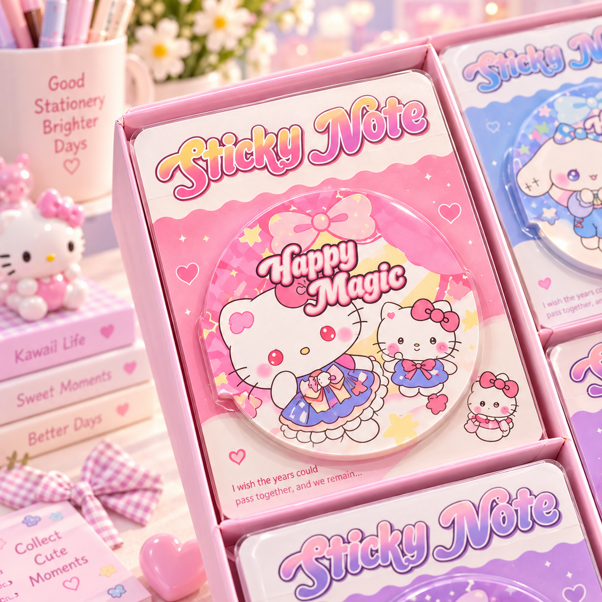 Kawaii sticky notes closeup