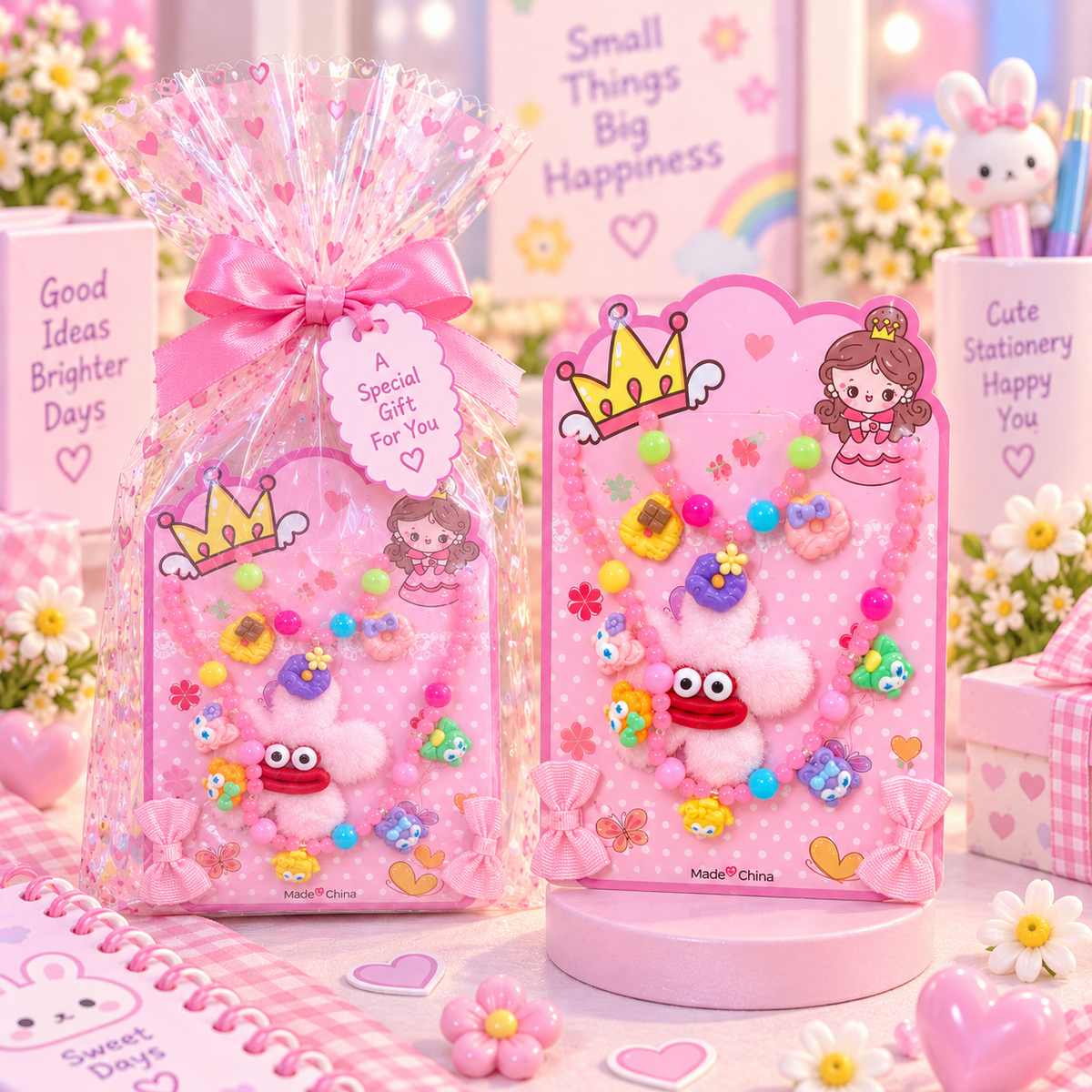 Premium gift packaging for cute kids beaded jewellery set