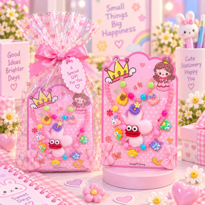 Premium gift packaging for cute kids beaded jewellery set