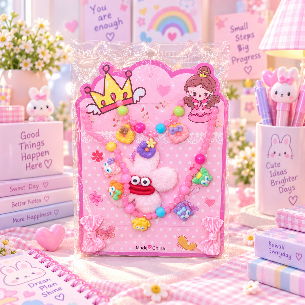 Cute kids beaded jewellery set lifestyle product photo