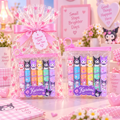 Kuromi 6 piece character stationery pen set gift packaging