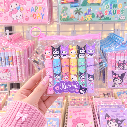 Kuromi 6 piece character stationery pen set hero