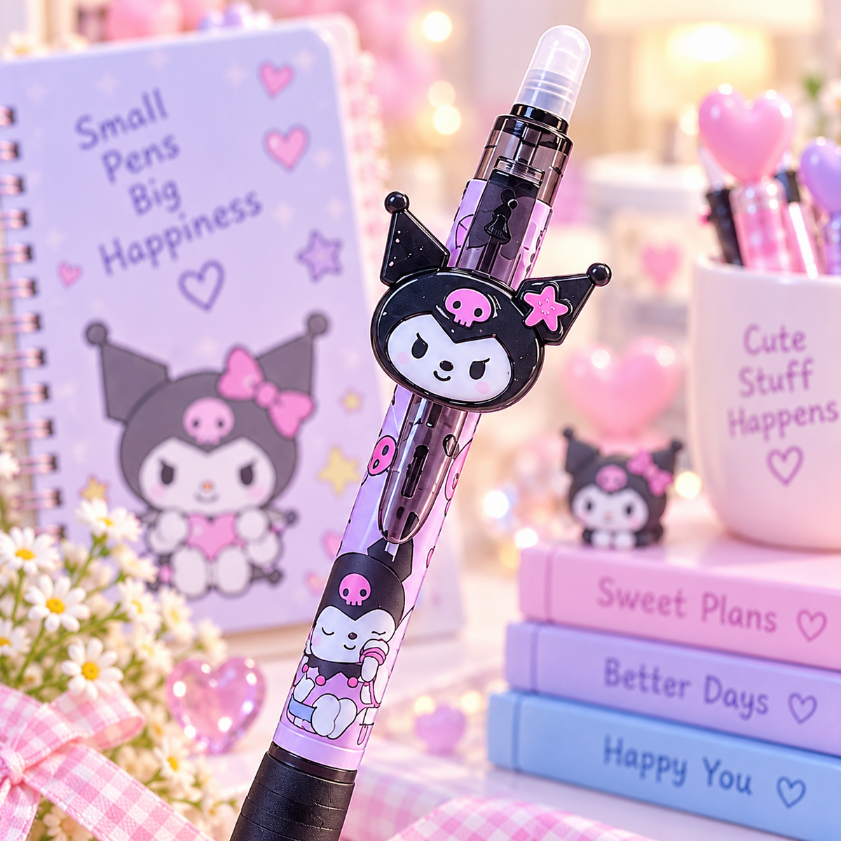 Kuromi multi-function retractable pen close-up