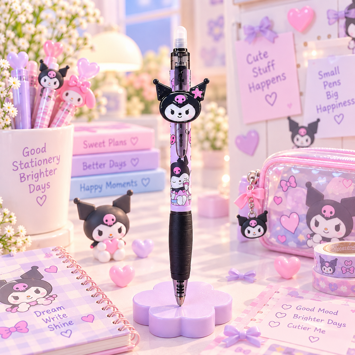Kuromi multi-function retractable pen lifestyle image