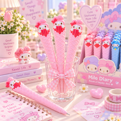 My Melody ice cream cone pens kawaii stationery trio