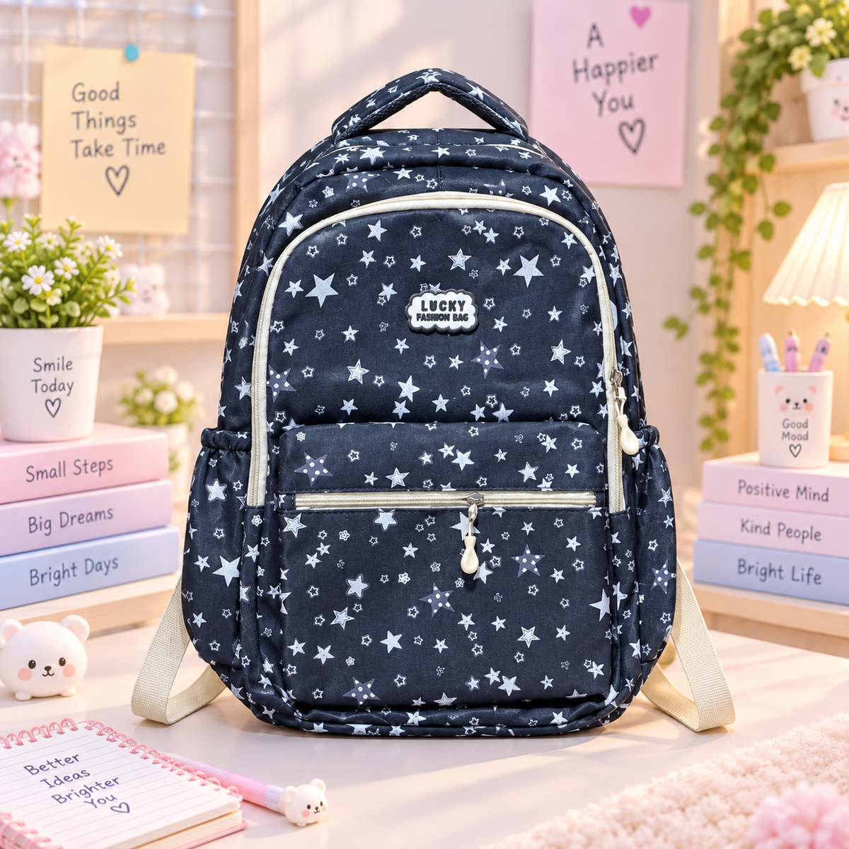 Kawaii navy star backpack product view