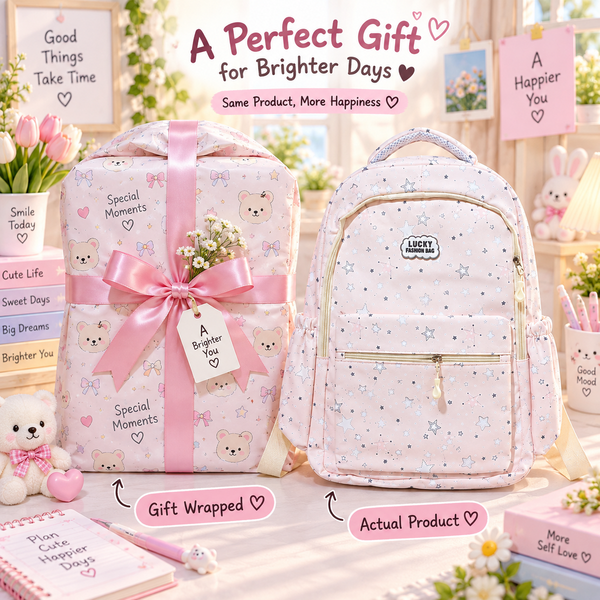 Pink Star kawaii backpack — product image 9