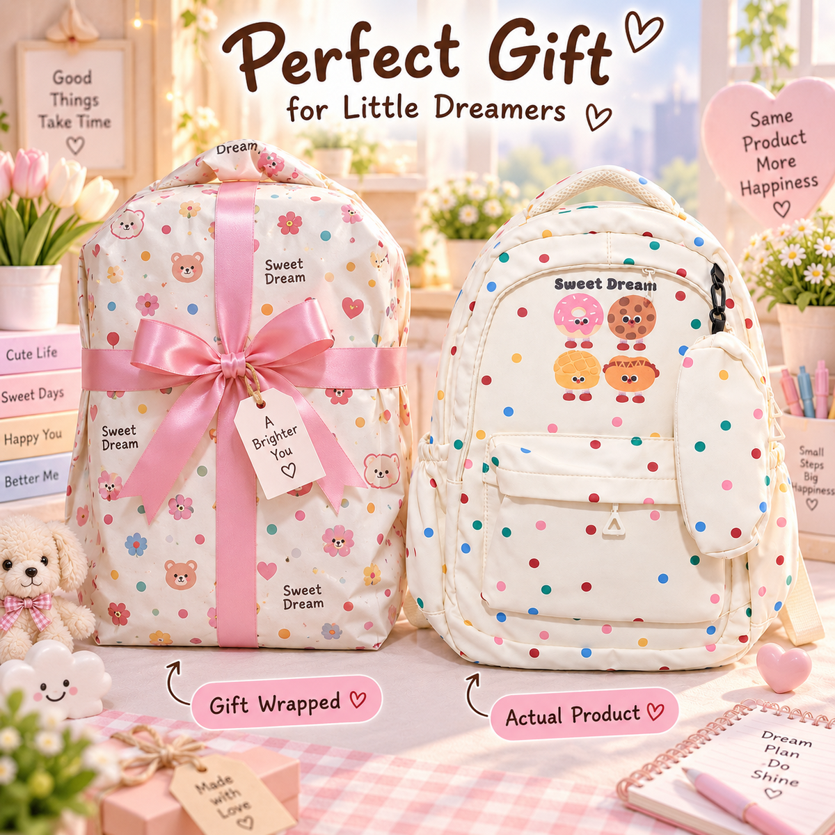 Kawaii Sweet Dream confetti backpack gift packaging