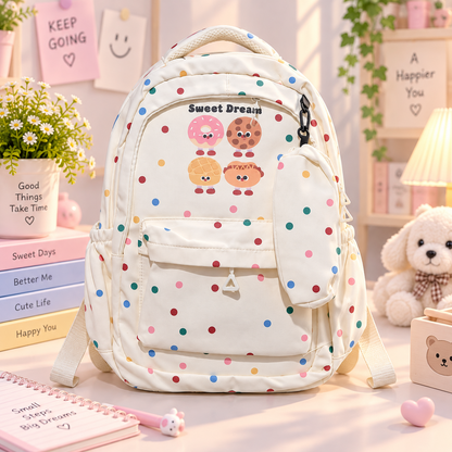 Sweet Dream confetti backpack front view